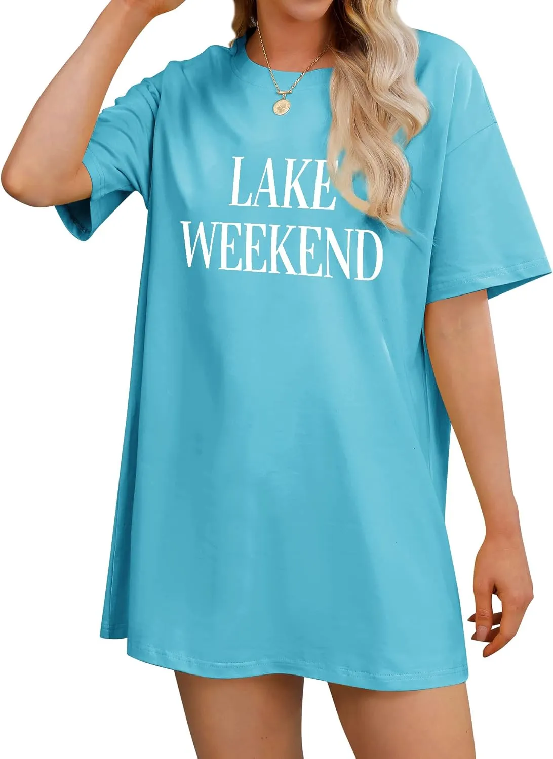 Ezcosplay Women Cute Lake Weekend Sweatshirt Letter Print Shirts Casual Loose Pullover Tops