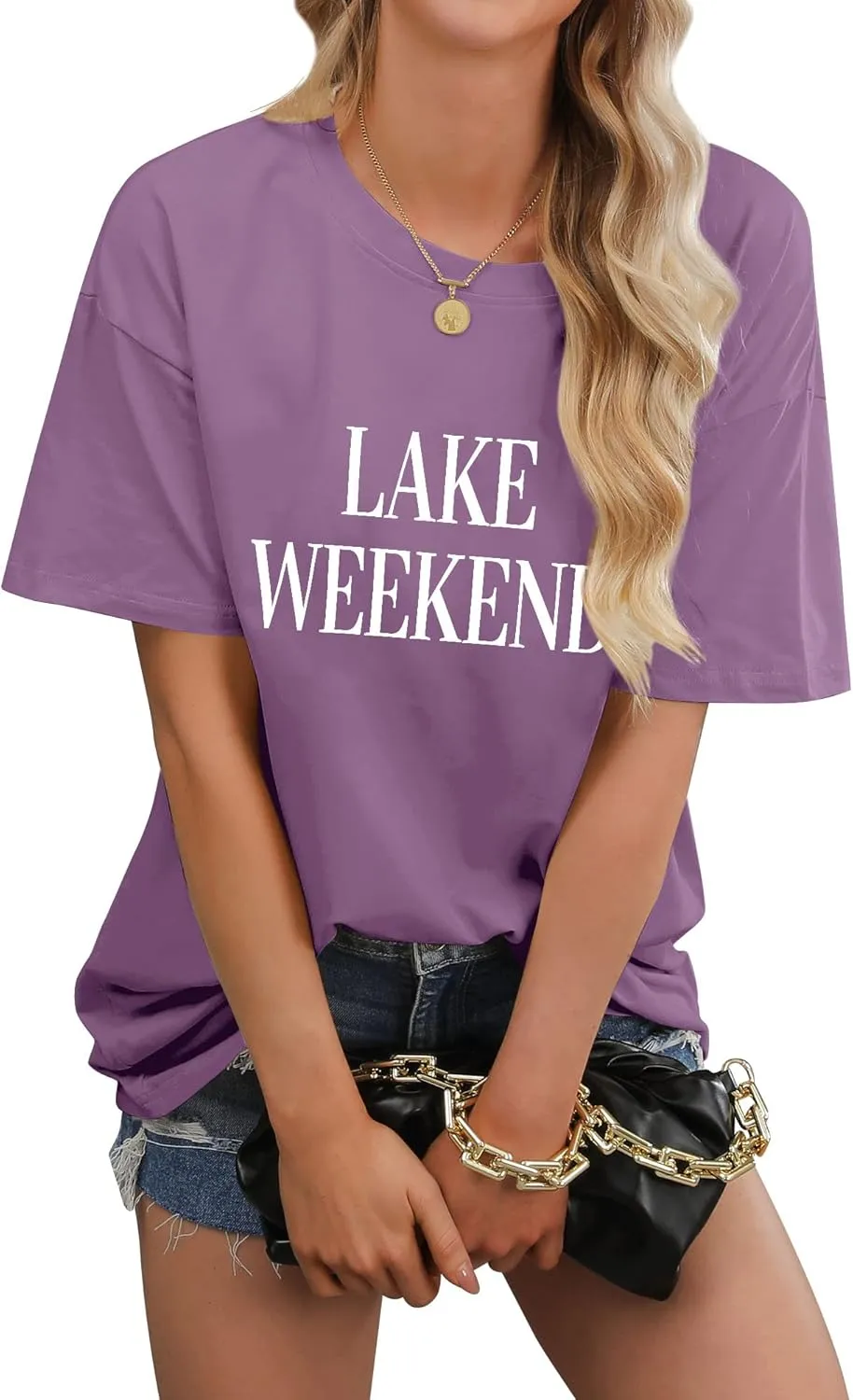 Ezcosplay Women Cute Lake Weekend Sweatshirt Letter Print Shirts Casual Loose Pullover Tops