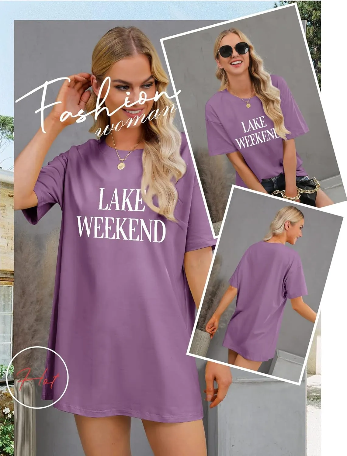 Ezcosplay Women Cute Lake Weekend Sweatshirt Letter Print Shirts Casual Loose Pullover Tops