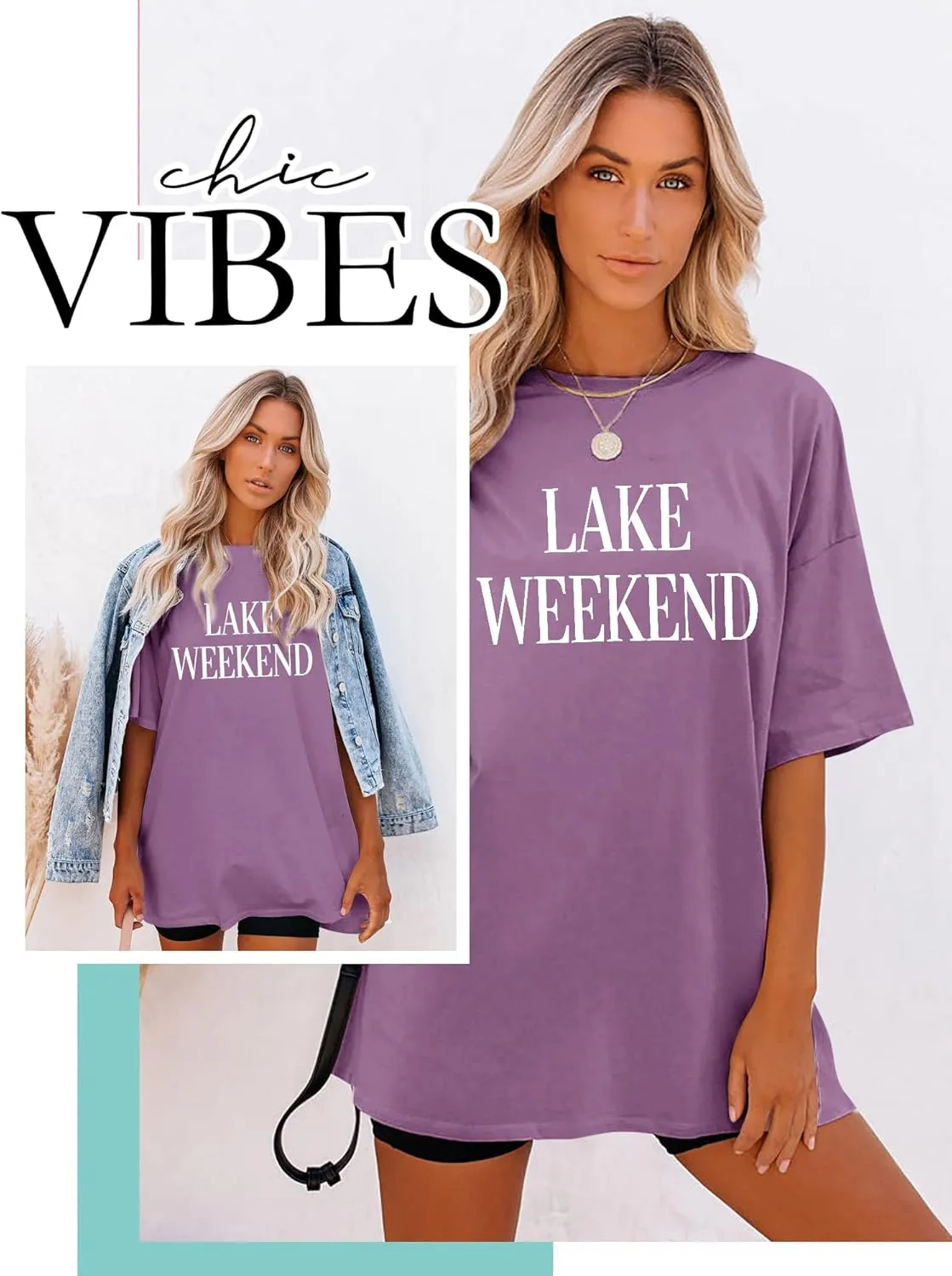 Ezcosplay Women Cute Lake Weekend Sweatshirt Letter Print Shirts Casual Loose Pullover Tops