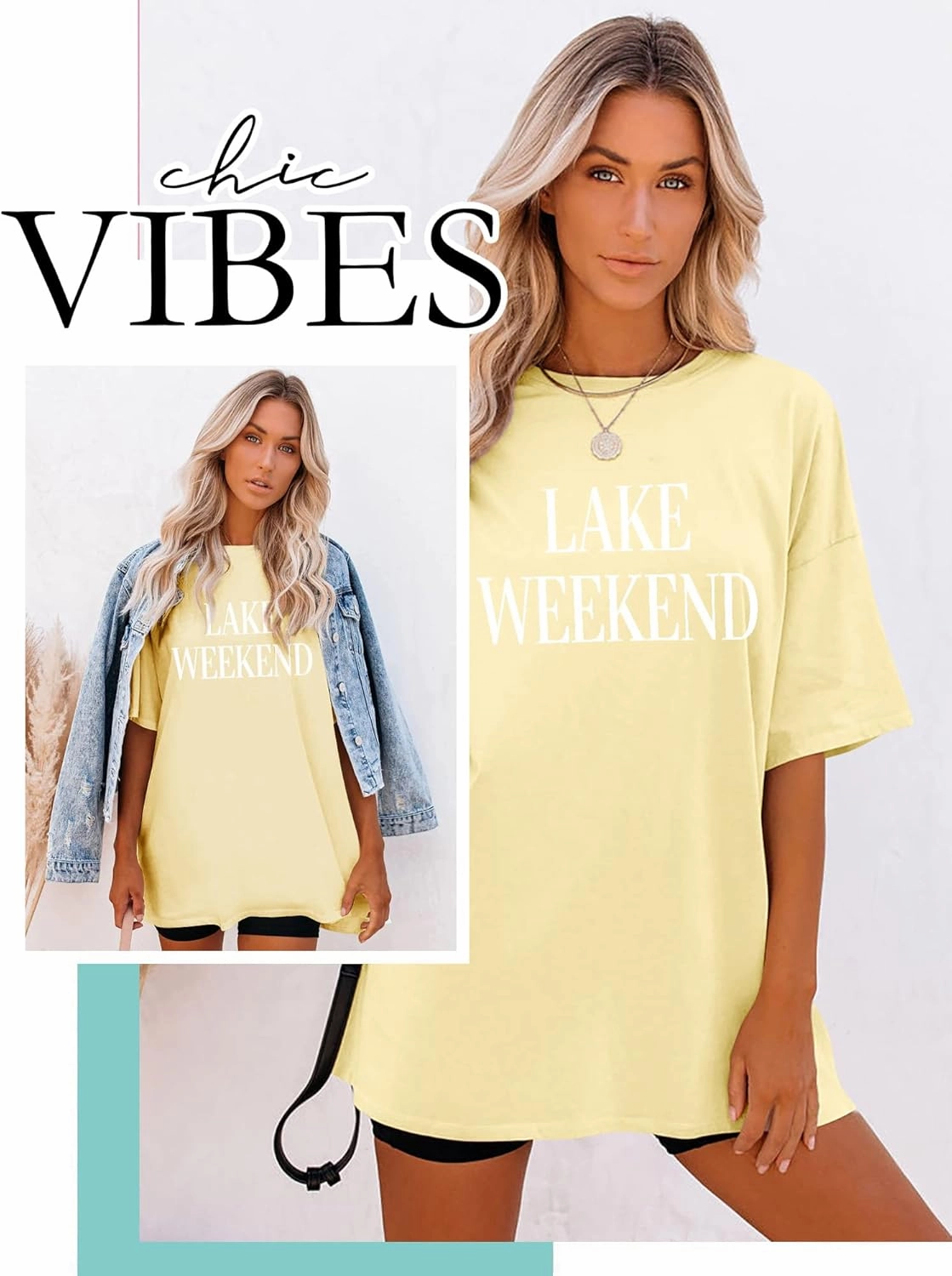Ezcosplay Women Cute Lake Weekend Sweatshirt Letter Print Shirts Casual Loose Pullover Tops