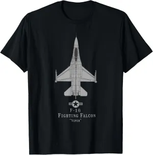 F-16 Fighting Falcon Tech Drawing Military Airplane T-shirt T-Shirt