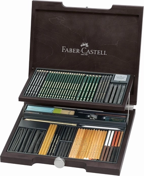 Faber-Castell Pitt Monochrome Wooden Case Accessories Gift Kit