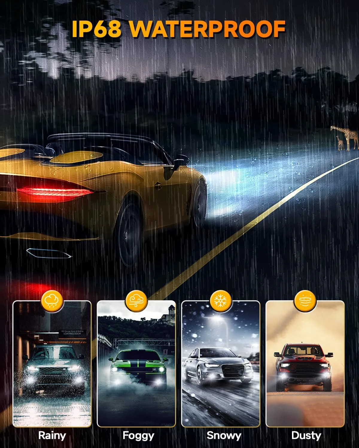 FAHREN Upgraded H11/H9/H8 Bulb, 30000LM 800% Ultra-Bright Real 1:1 Mini Size H11, 6500K Cool White H11 Fog light, Quick Install No Adapter Needed, Pack of 2