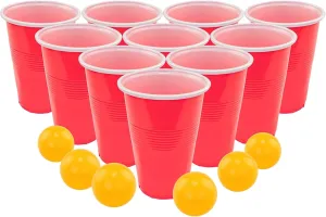 Fairly Odd Novelties Beer Pong Set - 22 Durable Cups in Red & Blue, 4 Precision Ping Pong Balls - The Epic Party Game for Endless Fun & Friendly Competition - Ideal for BBQs, Birthdays & More!