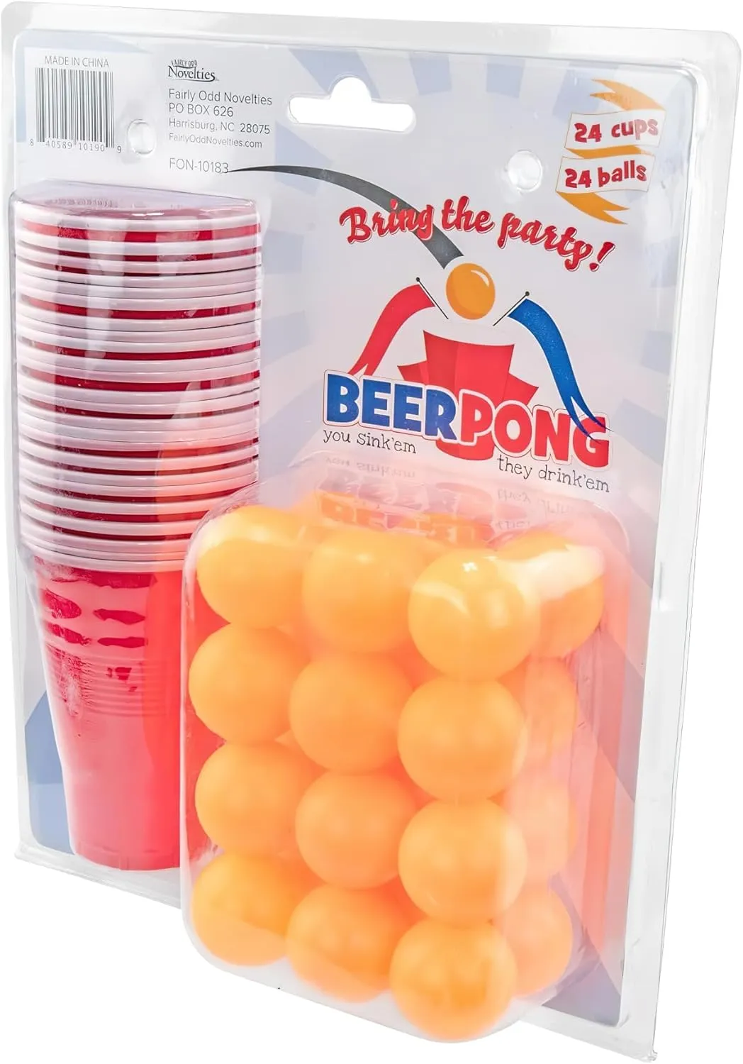Fairly Odd Novelties Beer Pong Set - 22 Durable Cups in Red & Blue, 4 Precision Ping Pong Balls - The Epic Party Game for Endless Fun & Friendly Competition - Ideal for BBQs, Birthdays & More!