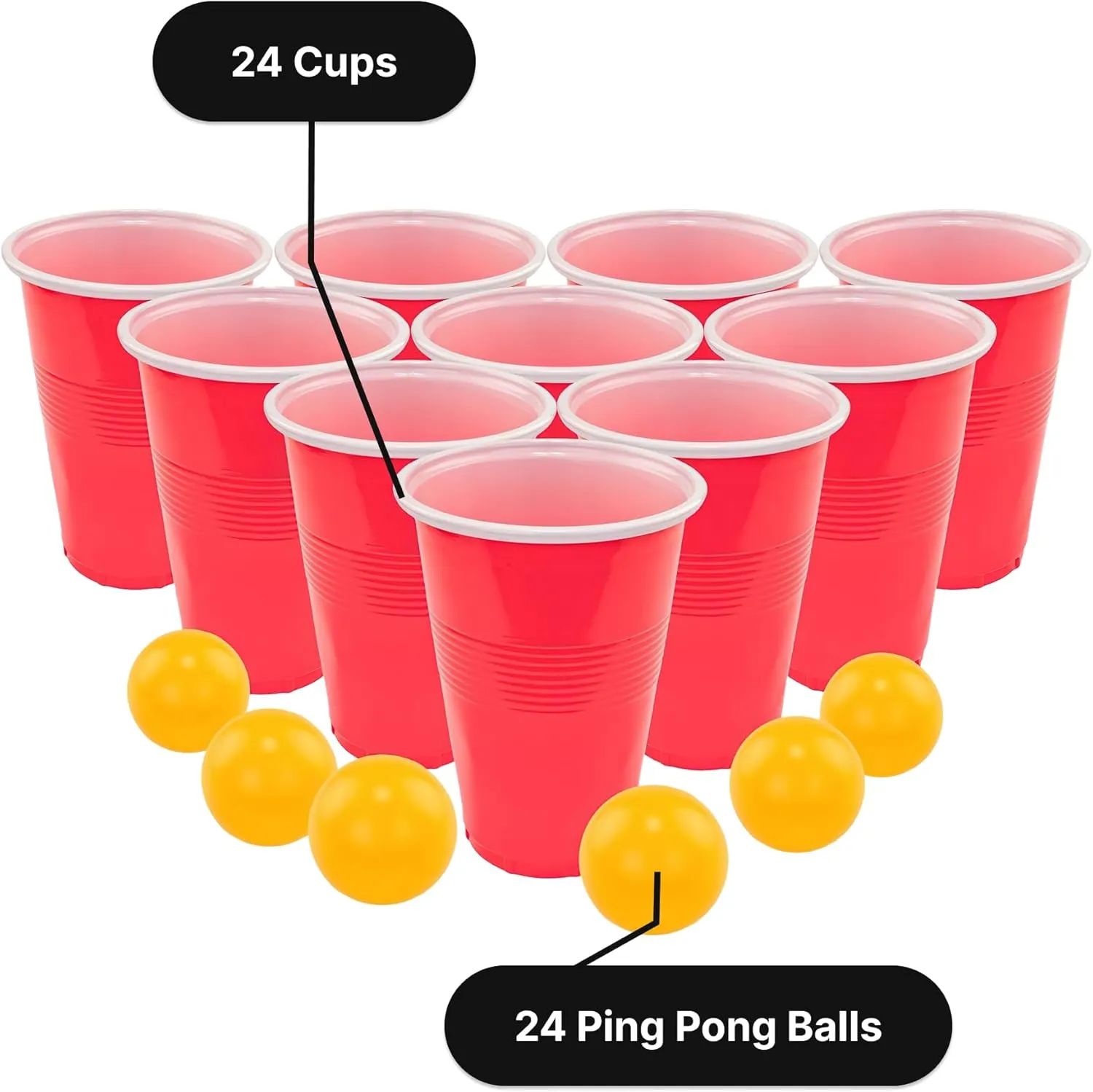 Fairly Odd Novelties Beer Pong Set - 22 Durable Cups in Red & Blue, 4 Precision Ping Pong Balls - The Epic Party Game for Endless Fun & Friendly Competition - Ideal for BBQs, Birthdays & More!