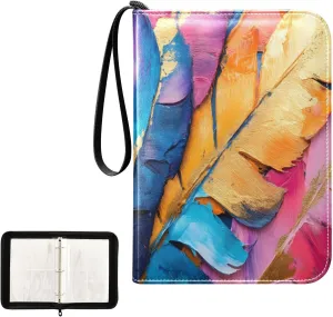 Feathers Colorful Trading Card Holder Binder, 3ring Binder Cards 400 Cards Capacity Card Collectors Album