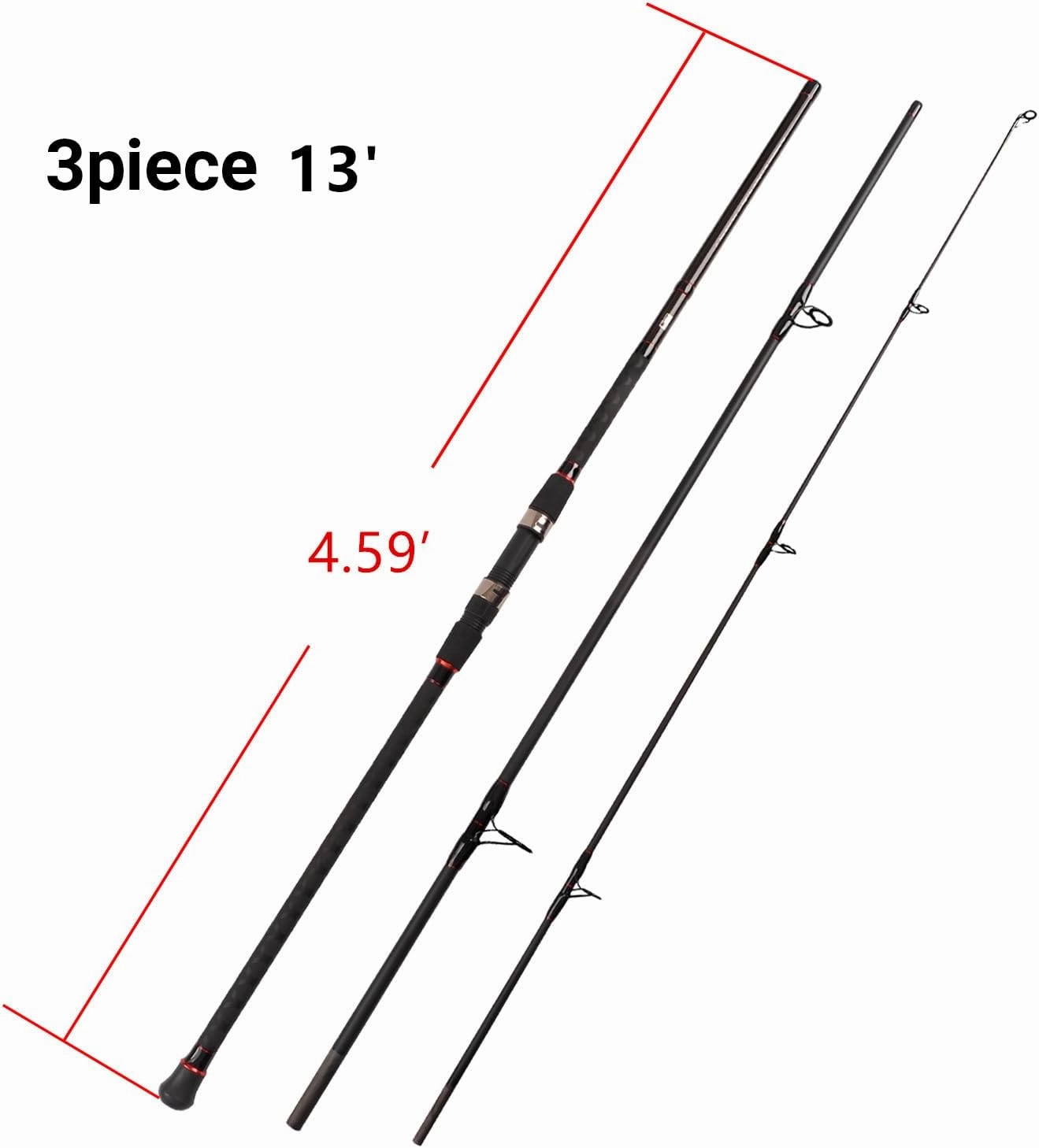 Fiblink Surf Spinning Fishing Rod 2-Piece Graphite Travel Fishing Rod(12 Feet & 10 Feet)
