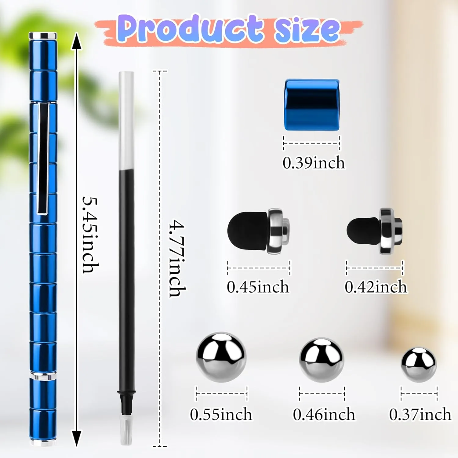 Fidget Pen Toy – EDC Sensory Tool for Stress & Anxiety Relief, Fun Fidgeting Game for Adults & Teens, Unique Novelty Gadget for Focus & Relaxation (Blue)