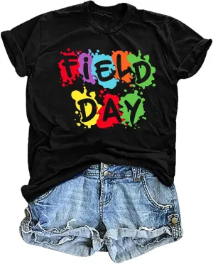 Field Day Shirts for Women: in My Field Day Era Teacher T-Shirt School Field Day Tee Tops Field Trip Short Sleeve