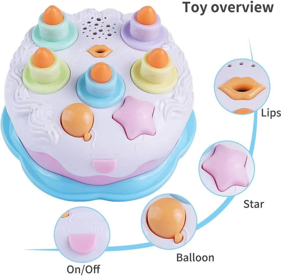 First Birthday Cake Toy - Singing Music Cake Toys with Counting and Blow Candles Toys for 1 2 3 4 Years Old Boys Girls Birthday and Xmas Gift