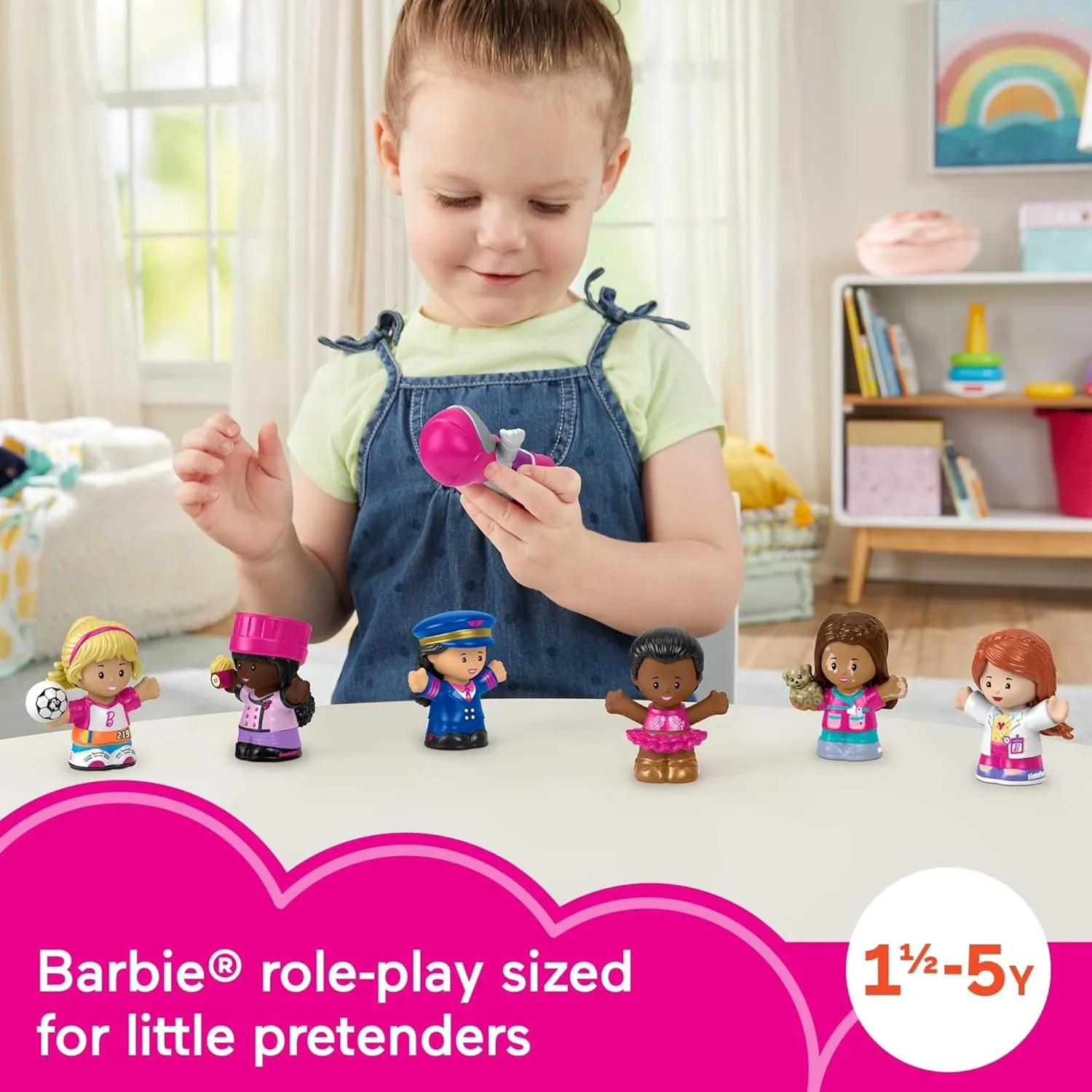 Fisher-Price Little People Barbie Toddler Toys, You Can Be Anything Figure Pack, 7 Characters for Pretend Play Ages 18  Months (Amazon Exclusive)