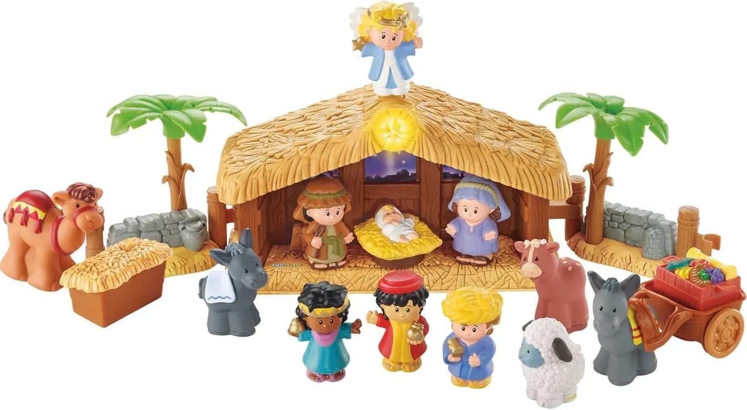 Fisher-Price Little People Toddler Toy Christmas Story Nativity Playset with Light & Music for Preschool Pretend Play Kids Ages 1  Years