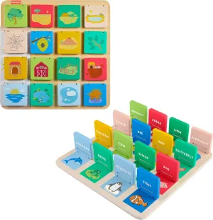 Fisher-Price Preschool Learning Toy Wooden Lift & Reveal Busy Activity Board for Developmental Play Kids Ages 3  Years, 1 Wood Piece