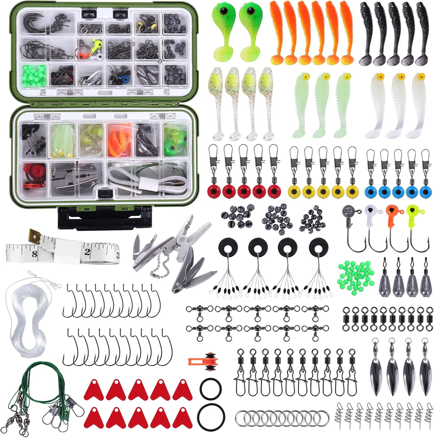 Fishing Lures. 212 Pcs Tackle Box with Tackle Bait Lures, Crankbaits, Hook, Weight, Spring Pins, Fishing Line & More Idea for Men