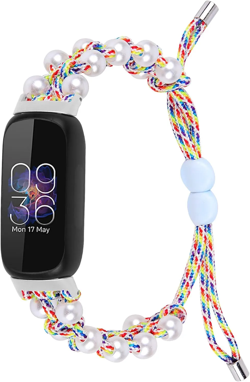 FitTurn 2pack Bands Compatible with Fitbit Inspire 3 Health & Fitness Tracker, Replacement Pearl Rope Adjustable Bracelet Braided Nylon Friendship Strap Accessories Bands Men Women Gift Girls