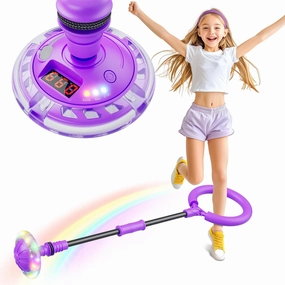 Flooyes Skip Ball for Kids, Ankle Skip Ball Toy with Counter, Timer and Cal Calculator, Girl Birthday Gifts for Age 6 7 8 9 10 , Rechargeable Colorful Flash Wheel Skip Ball for Girls Women