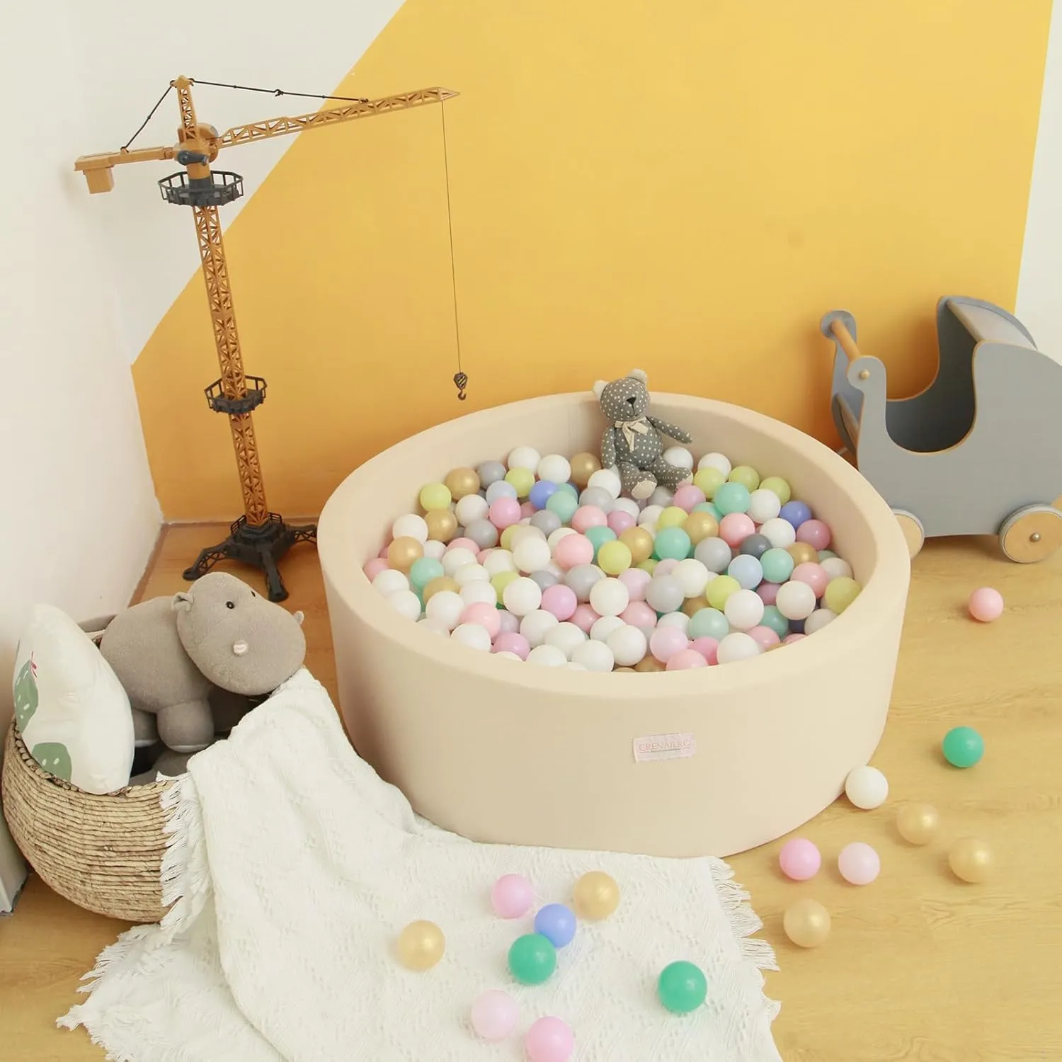 Foam Ball Pit for Toddlers, 35 Inch Baby Ball Pit Soft Round and Easy to Set or Clean, Baby Playpen Ball Pool is Ideal Gift for Kids-Balls NOT Included