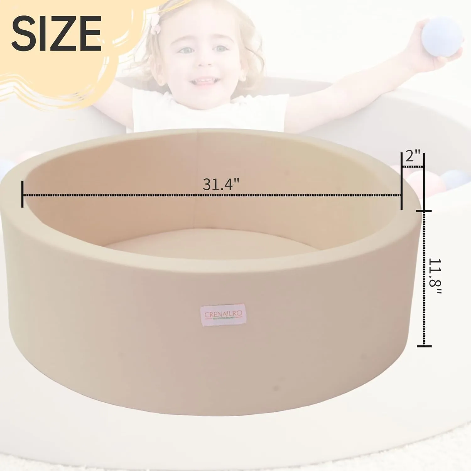Foam Ball Pit for Toddlers, 35 Inch Baby Ball Pit Soft Round and Easy to Set or Clean, Baby Playpen Ball Pool is Ideal Gift for Kids-Balls NOT Included