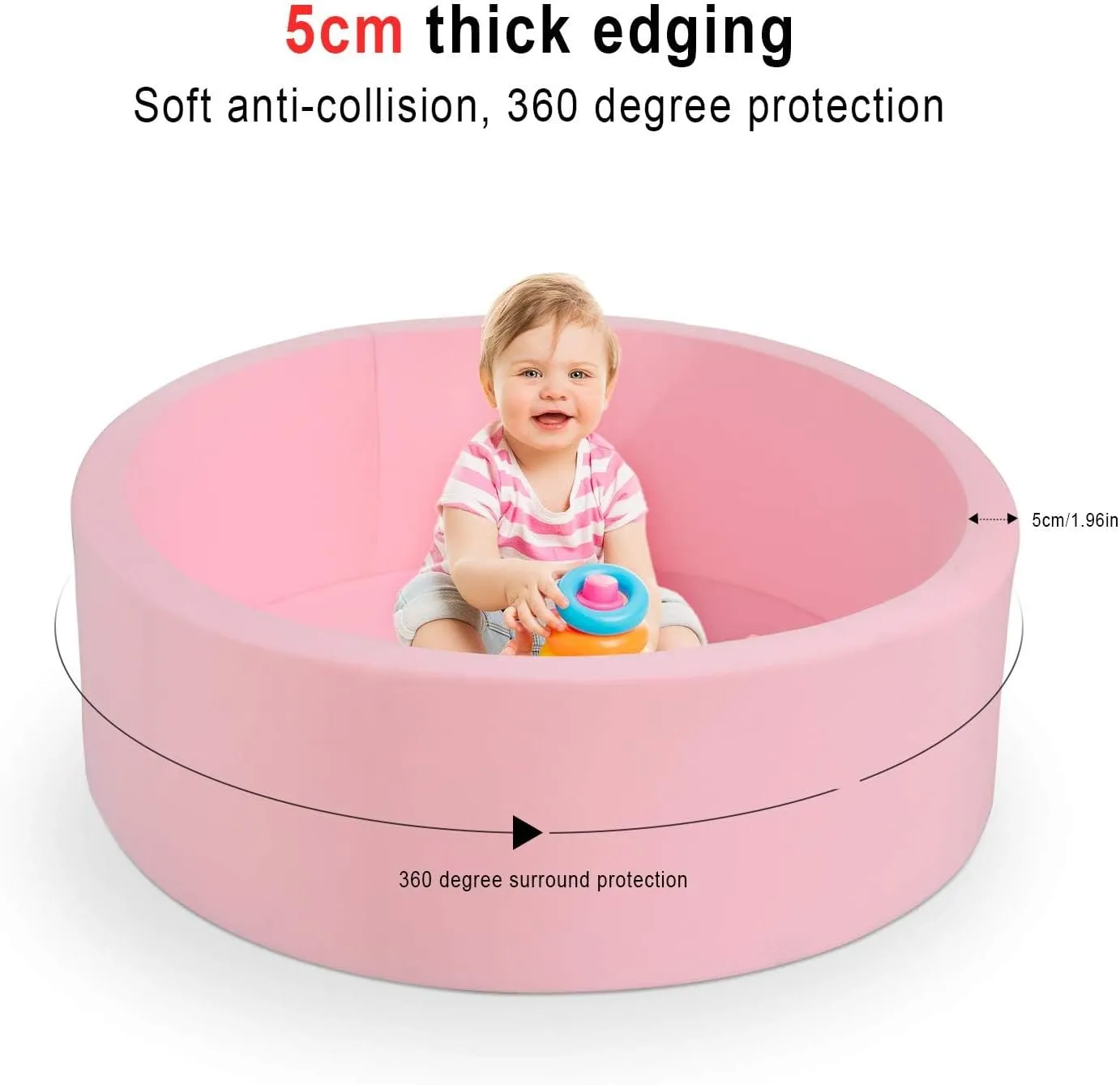 Foam Ball Pit for Toddlers Kids Soft Ball Pool Ideal Gift Play Toy for Children Kiddie Pools - Light Pink