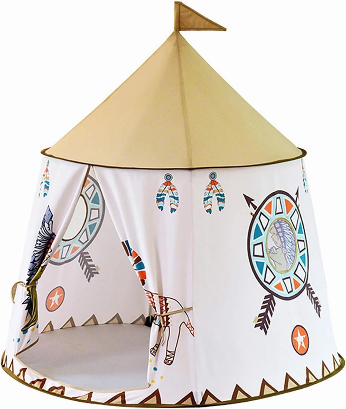 Foldable Kid Play Tent, Indian Cartoon Children Playhouse with Carrying Bag,Skin-Friendly Material Safety Certified, PoP Up Indoor and Outdoor Castle for Boys and Girls (Indian Lion)