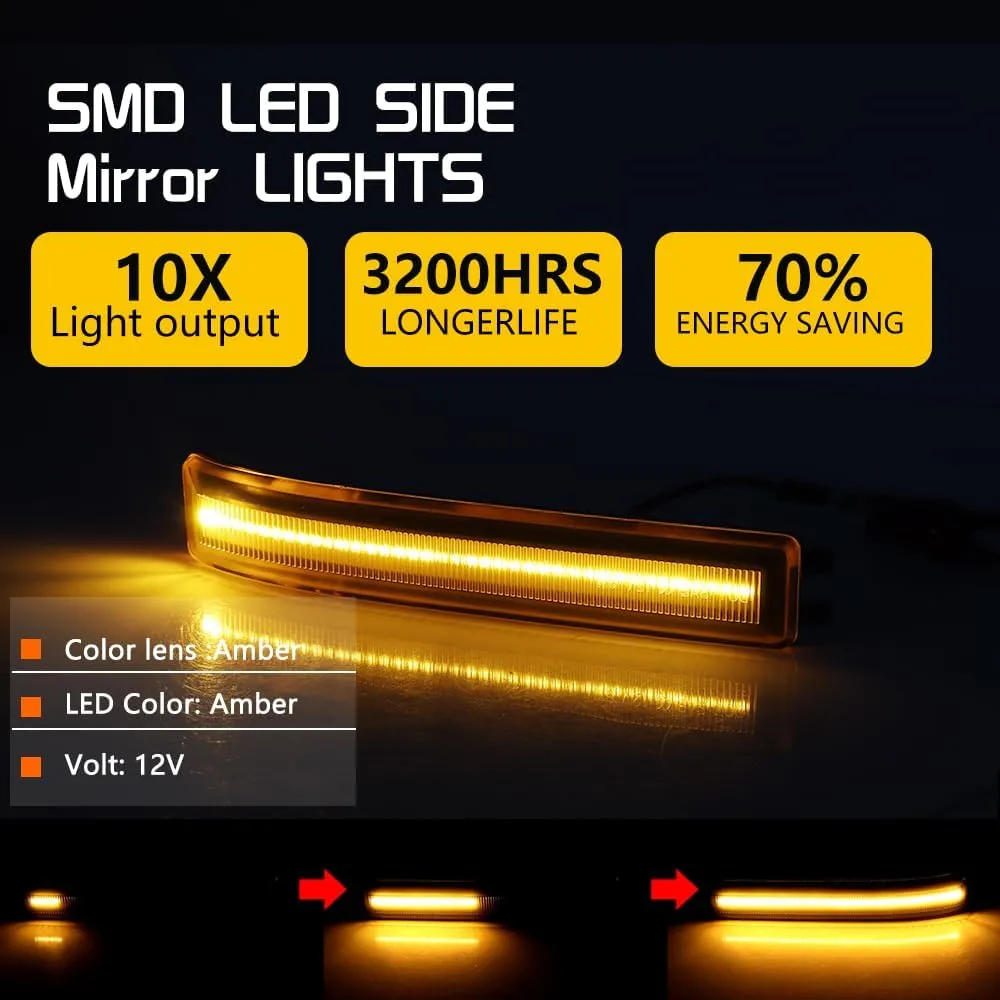 For 2009 2010 2011 2012 2013 2014 Ford F150 & 2010-14 SVT Raptor Sequential LED Side Mirror Blinker Signal Lights Amber Lens