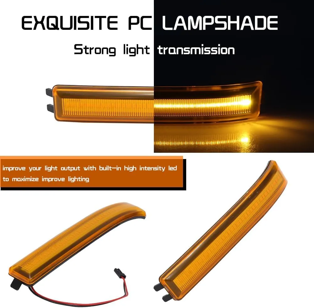 For 2009 2010 2011 2012 2013 2014 Ford F150 & 2010-14 SVT Raptor Sequential LED Side Mirror Blinker Signal Lights Amber Lens