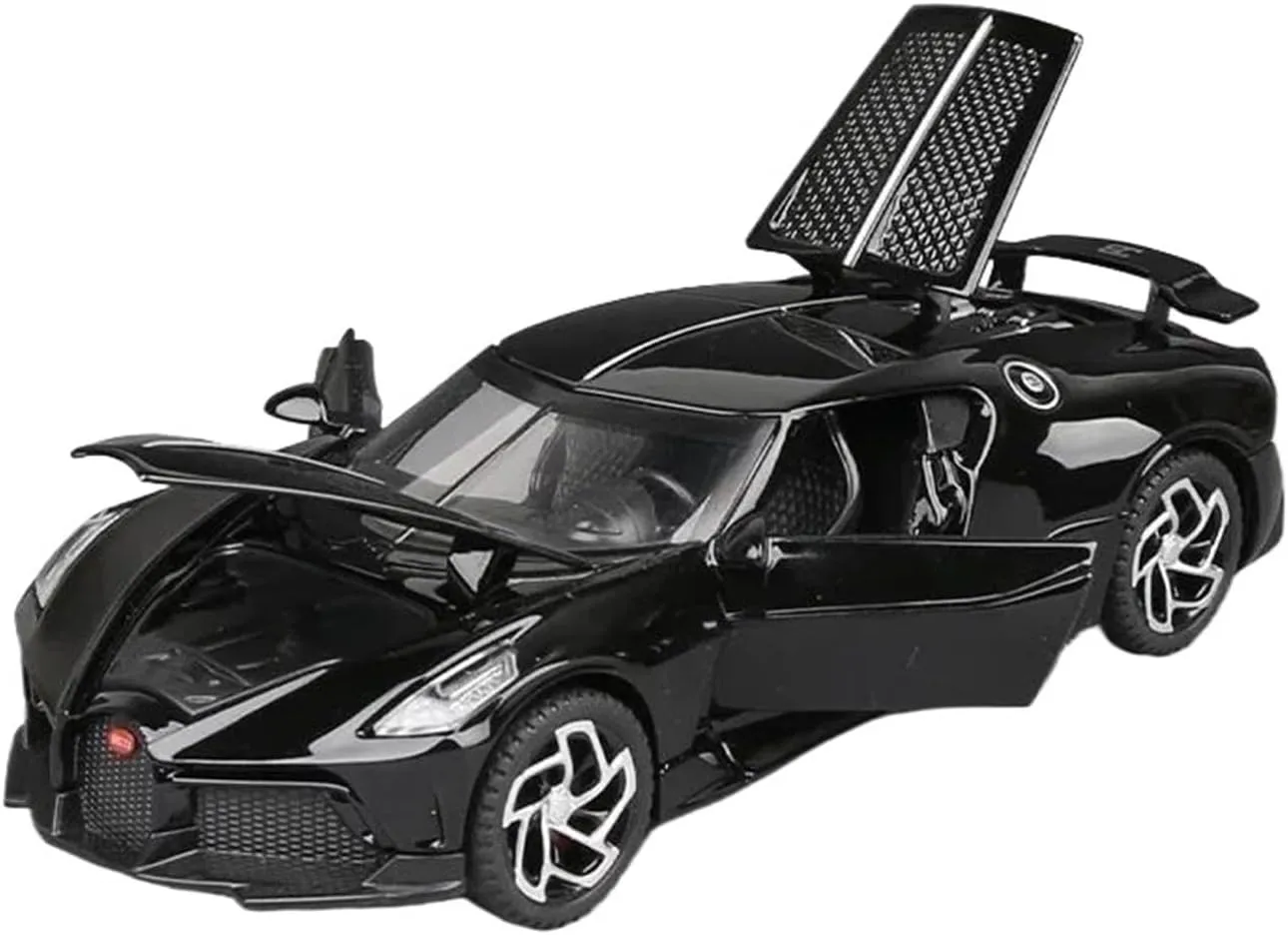 for Bugatti La Voiture Noire 1:32 Die-cast Alloy Model Metal Casting Sound and Light Moveable Simulation Car(Bright Black)