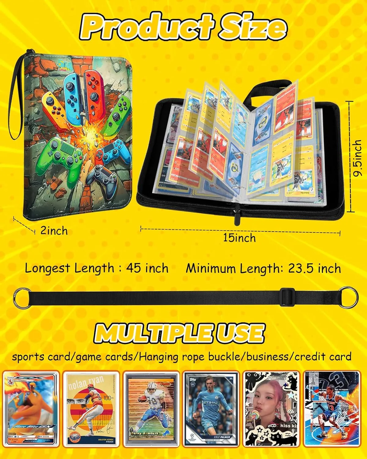 for Card Binder with 440 Pockets 4 Pocket - Trading Card Collection Album Folder for Men Kids Boys Teens for Sports Cards Game Cards with Zipper Hand Carrying, Games