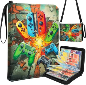 for Card Binder with 440 Pockets 4 Pocket - Trading Card Collection Album Folder for Men Kids Boys Teens for Sports Cards Game Cards with Zipper Hand Carrying, Games