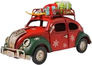 for Christmas Decoration CarModel Iron Metal Miniature Retro Industrial Style Bar Cafe Restaurant Soft Props Simulation Vehicle Playset(Natural)