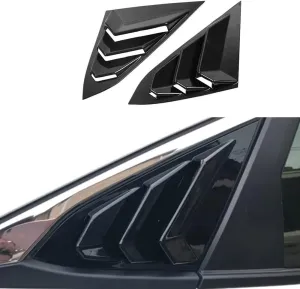 for Honda 10th Gen Civic 2016-2021 Rear Side Window Louver Decorate Cover Rear Air Vent Window Louvers Blinds Covers Auto Accessories (10th Gen Civic Sedan, Bright Black)