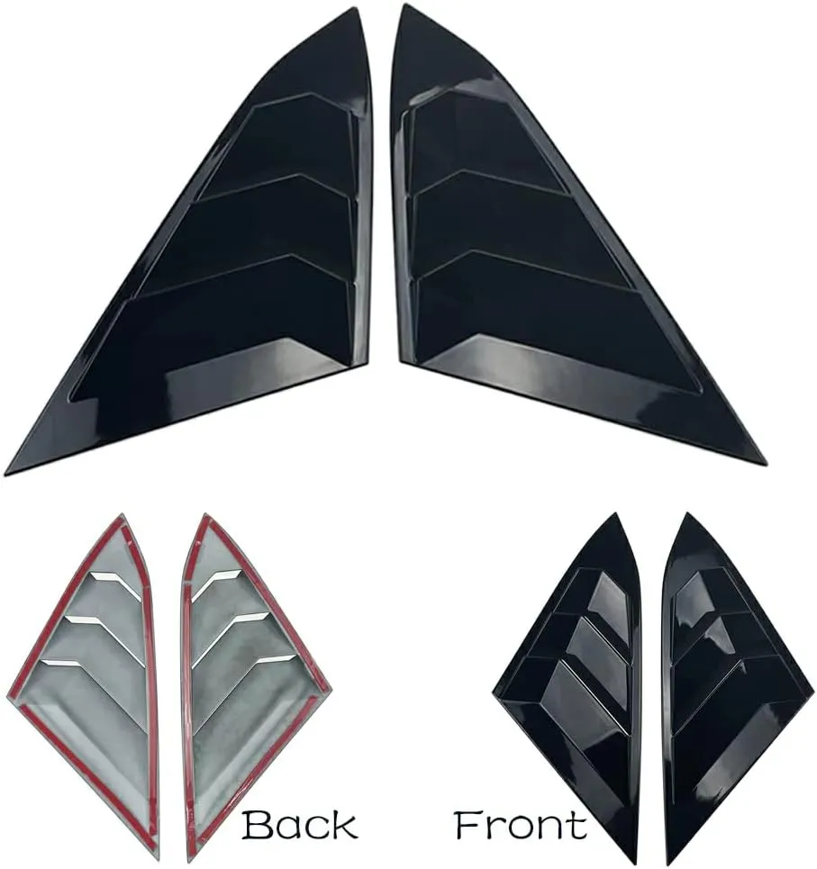 for Honda 10th Gen Civic 2016-2021 Rear Side Window Louver Decorate Cover Rear Air Vent Window Louvers Blinds Covers Auto Accessories (10th Gen Civic Sedan, Bright Black)