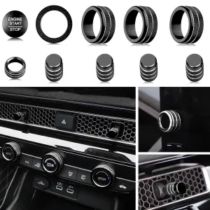 for Honda Civic/CRV Accessories (2022-2025) for Acura Integra (2023-2025) Air Conditioning, Vent Knob Cover Start/Stop Button Ring, Air Conditioning Climate Control Knob Button (10PCS, Black)