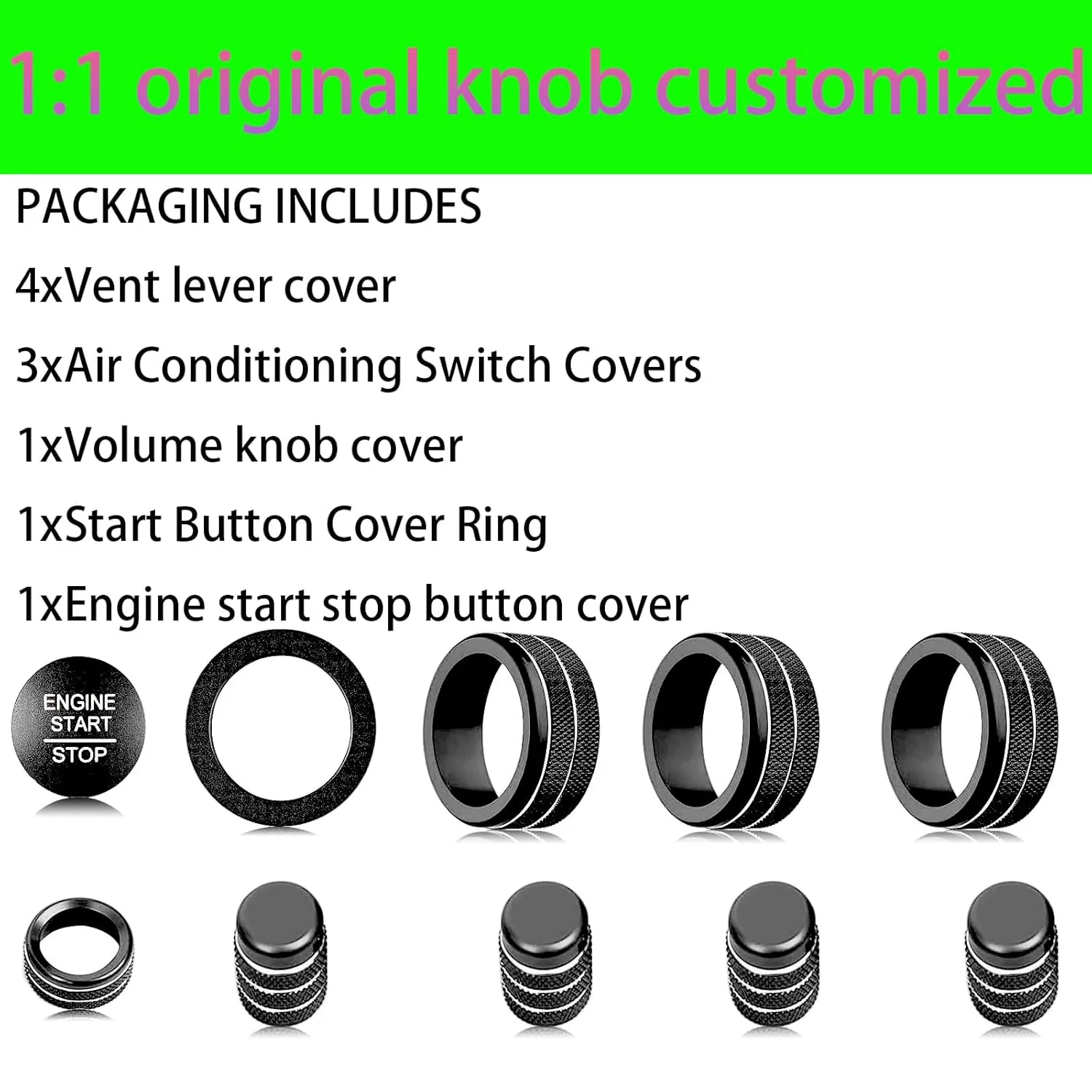 for Honda Civic/CRV Accessories (2022-2025) for Acura Integra (2023-2025) Air Conditioning, Vent Knob Cover Start/Stop Button Ring, Air Conditioning Climate Control Knob Button (10PCS, Black)