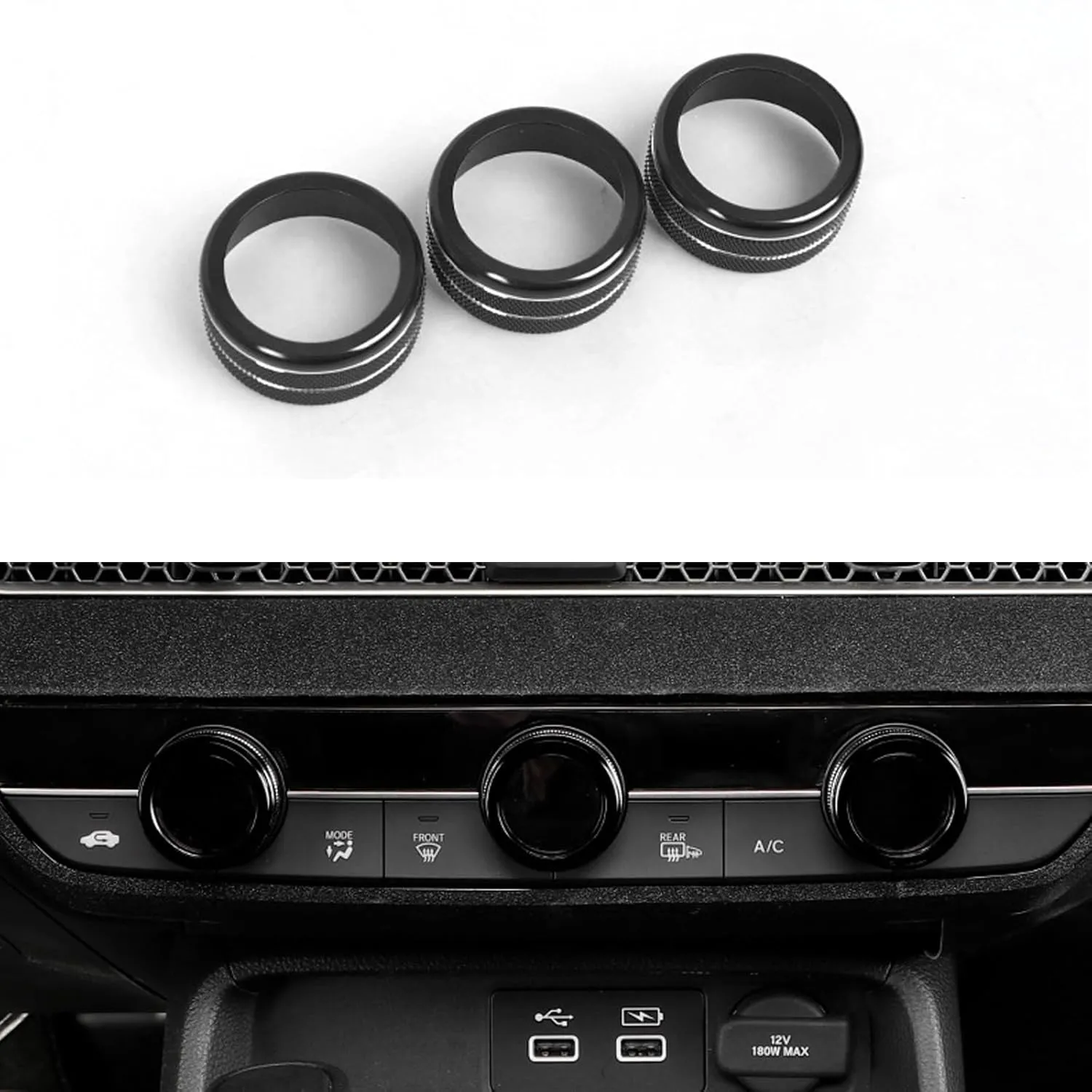 for Honda Civic/CRV Accessories (2022-2025) for Acura Integra (2023-2025) Air Conditioning, Vent Knob Cover Start/Stop Button Ring, Air Conditioning Climate Control Knob Button (10PCS, Black)