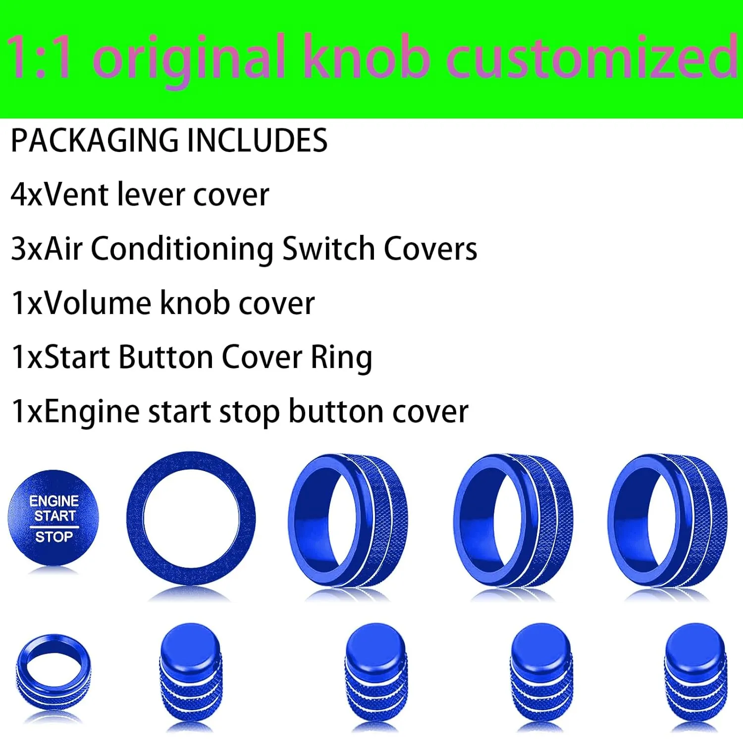 for Honda Civic/CRV Accessories (2022-2025) for Acura Integra (2023-2025) Air Conditioning, Vent Knob Cover Start/Stop Button Ring, Air Conditioning Climate Control Knob Button (10PCS, Blue)