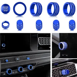for Honda Civic/CRV Accessories (2022-2025) for Acura Integra (2023-2025) Air Conditioning, Vent Knob Cover Start/Stop Button Ring, Air Conditioning Climate Control Knob Button (10PCS, Blue)