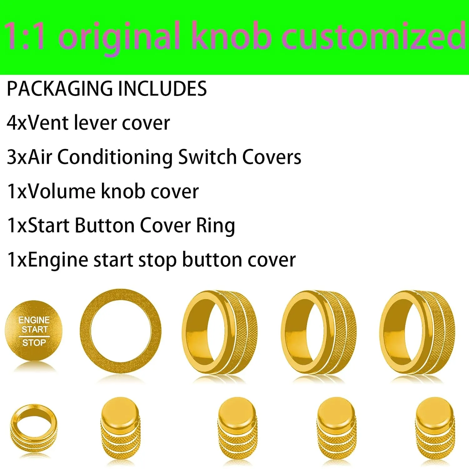 for Honda Civic/CRV Accessories (2022-2025) for Acura Integra (2023-2025) Air Conditioning, Vent Knob Cover Start/Stop Button Ring, Air Conditioning Climate Control Knob Button (10PCS, Gold)