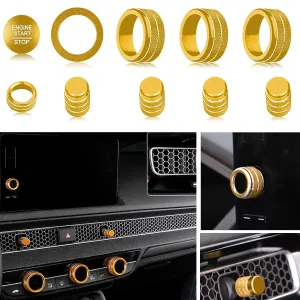 for Honda Civic/CRV Accessories (2022-2025) for Acura Integra (2023-2025) Air Conditioning, Vent Knob Cover Start/Stop Button Ring, Air Conditioning Climate Control Knob Button (10PCS, Gold)