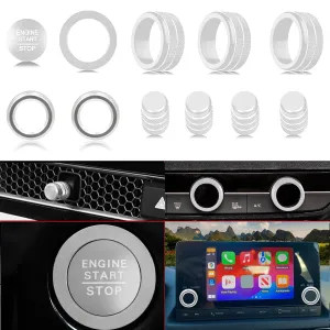 for Honda Civic/CRV Accessories (2022-2025) for Acura Integra (2023-2025) Air Conditioning, Vent Knob Cover Start/Stop Button Ring, Air Conditioning Climate Control Knob Button (11PCS, Silver)
