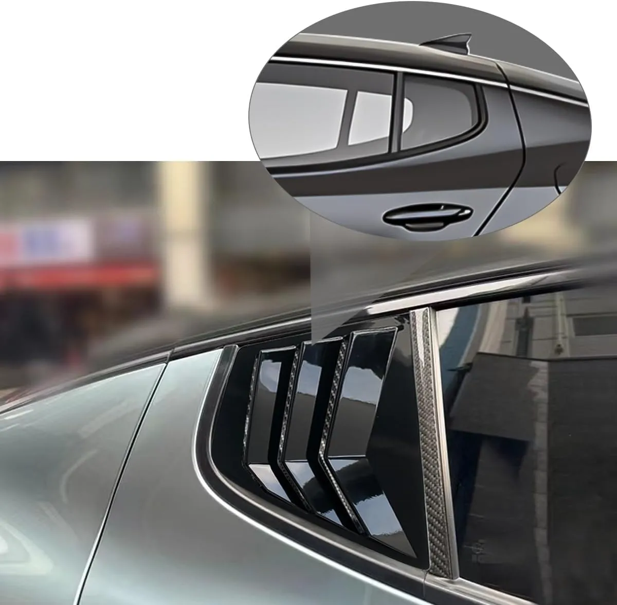 For Kia Stinger 2018 2019 2020 2021 2022 2023 2024 Window Louvers Front Side Racing Style ABS Window Louvers Air Vent Scoop Shades Cover Blinds Trim Exterior Accessories 2PCS(Bright Pitch Black)