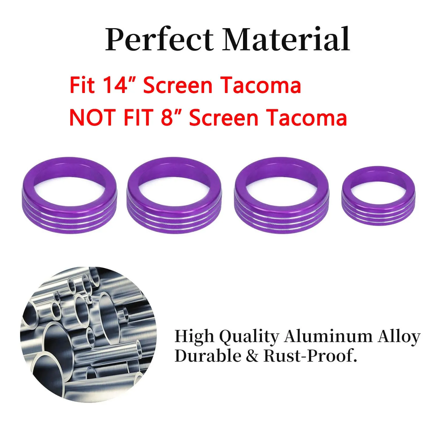 for Toyota Tacoma 2024 2025 w/14 Display 4Runner 2025 Interior Accessories AC Center Consoles Control Audio Switch Drive Volume Knob Cover Air Conditioner Aluminum Alloy (Purple, 14“ Screen)