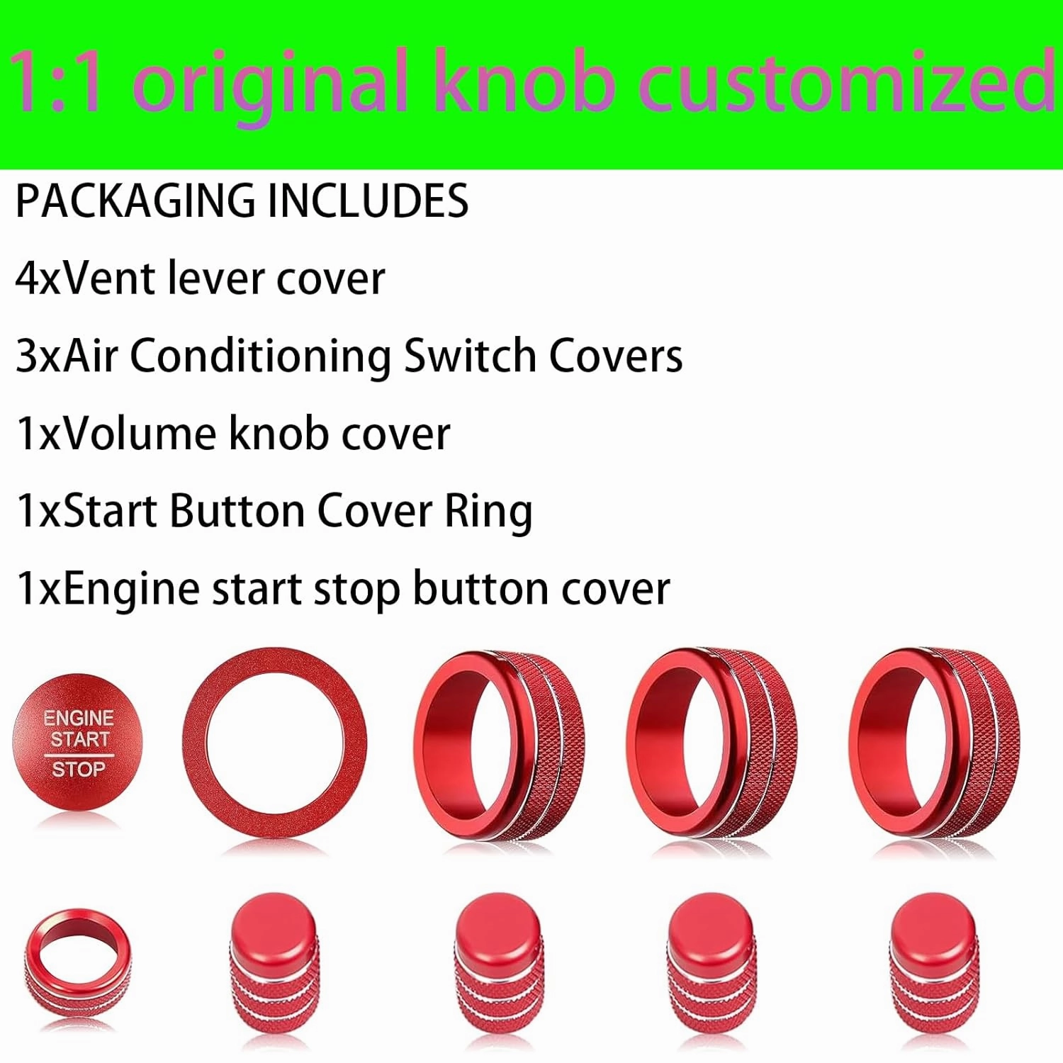for Honda Civic/CRV Accessories (2022-2025) for Acura Integra (2023-2025) Air Conditioning, Vent Knob Cover Start/Stop Button Ring, Air Conditioning Climate Control Knob Button (10PCS, red)