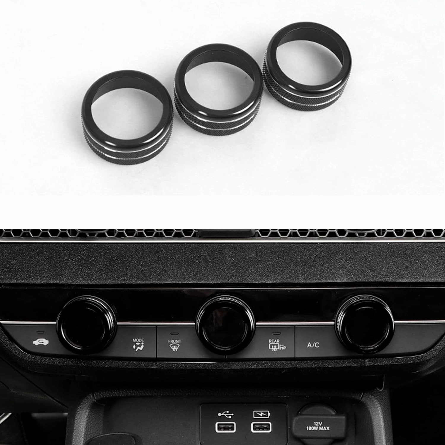 for Honda Civic/CRV Accessories (2022-2025) for Acura Integra (2023-2025) Air Conditioning, Vent Knob Cover Start/Stop Button Ring, Air Conditioning Climate Control Knob Button (11PCS, Black)