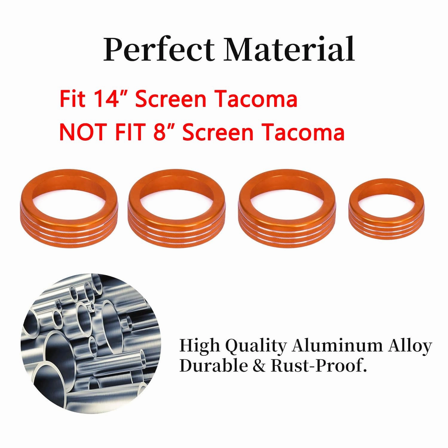 for Toyota Tacoma 2024 2025 w/14 Display 4Runner 2025 Interior Accessories AC Center Consoles Control Audio Switch Drive Volume Knob Cover Air Conditioner Aluminum Alloy (Orange, 14“ Screen)