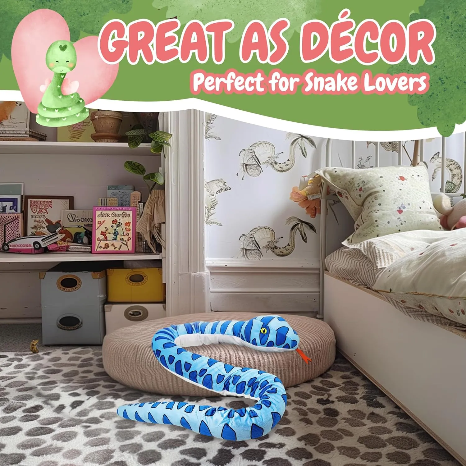 Forest & Twelfth Kids 67” Plush Snake Toy – Stuffed Animal Toys Made from 100% Recycled Material – Cute, Adorable, & Eco-Friendly Toy Snakes for 0  Year Old Kids, Over 5 Feet Long! (Fox Snake)