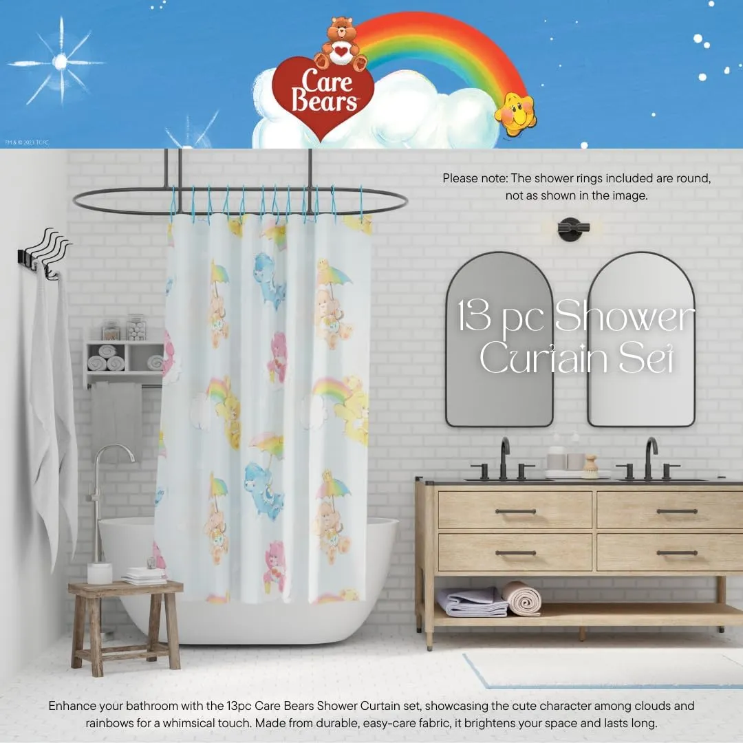 Franco Care Bears 13 Piece Shower Curtain and Ring Set, (100% Officially Licensed Product)