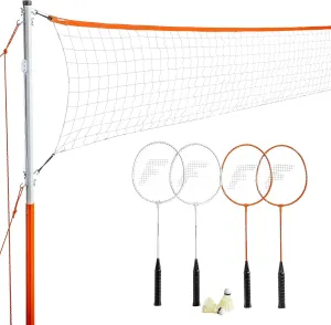 Franklin Sports Badminton Net Sets - Outdoor Backyard   Beach Badminton Net   Equipment Set - (4) Rackets   (2) Birdies   Portable Net Included - Adults   Kids Set